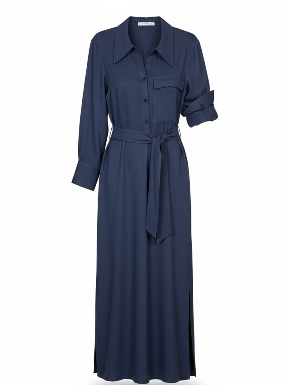 Mango Navy Long Sleeve Midi Dress - Size 8 - Quiet Luxury - Picture 2 of 6